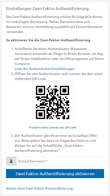 2FA QR Code scannen